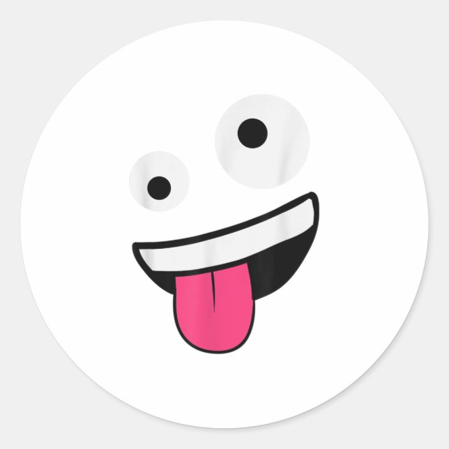World Albern Crazy Eyes Zany Face Emojis Hallo Runder Aufkleber (Vorderseite)