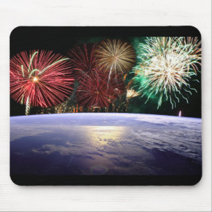 World and Fireworks Mousepad