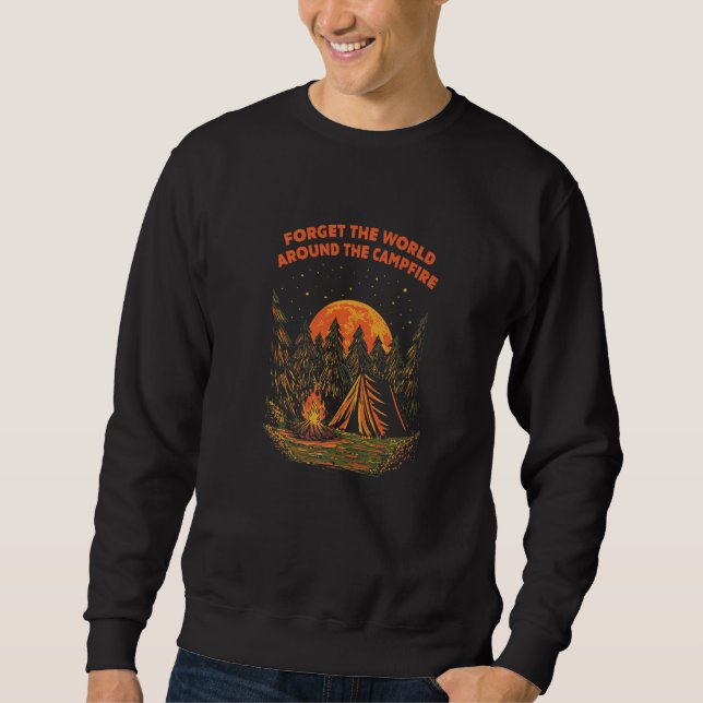 World Around the Campfire Camping Sayings Camper Q Sweatshirt (Vorderseite)