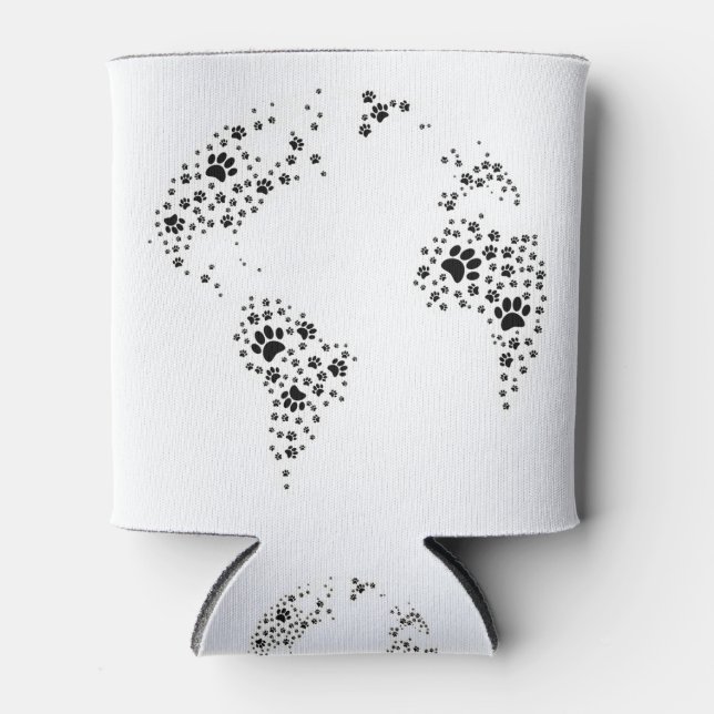World Atlas Dog Paw Prints Dosenkühler (Vorderseite)