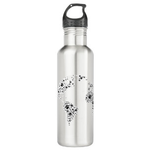 World Atlas Dog Paw Prints Edelstahlflasche