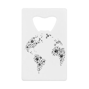 World Atlas Dog Paw Prints Geldbeutel Flaschenöffner