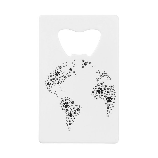 World Atlas Dog Paw Prints Geldbeutel Flaschenöffner (Vorderseite)
