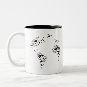 World Atlas Dog Paw Prints Zweifarbige Tasse