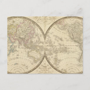 World Atlas Map Postkarte