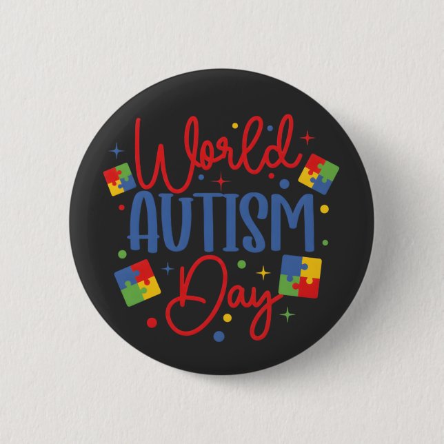 World Autism Awareness Day Colorful Puzzle Piece Button (Vorderseite)