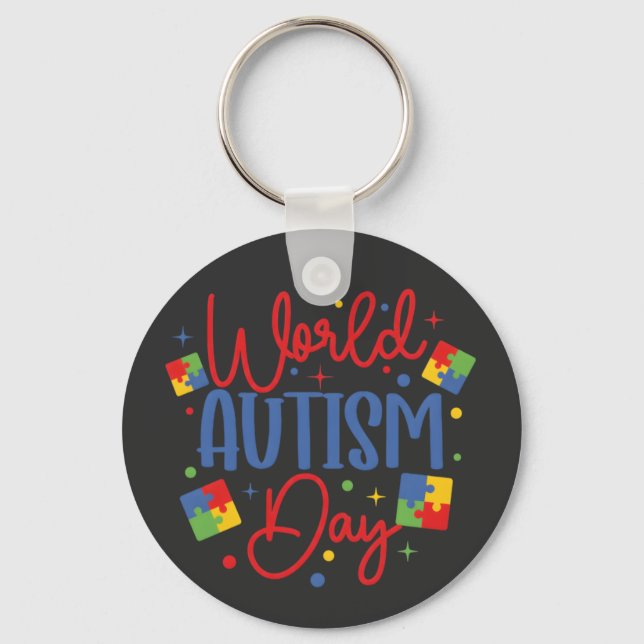 World Autism Awareness Day Colorful Puzzle Piece Schlüsselanhänger (Vorderseite)