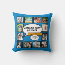 World Best Brother Foto Collage Blue Fun Comic