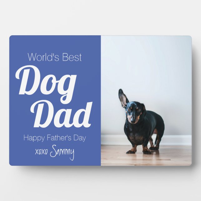 World Best Dog Vater Blue Foto Fotoplatte (Vorderseite)