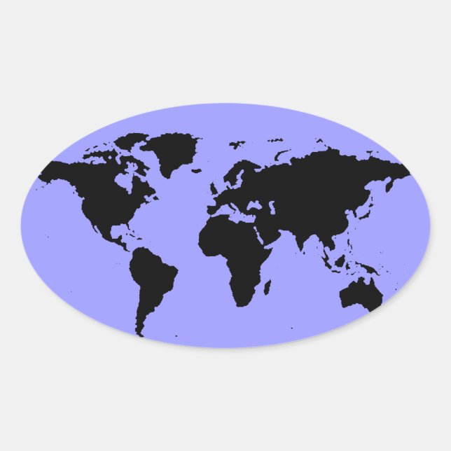 world black graphic map ovaler aufkleber (Vorderseite)