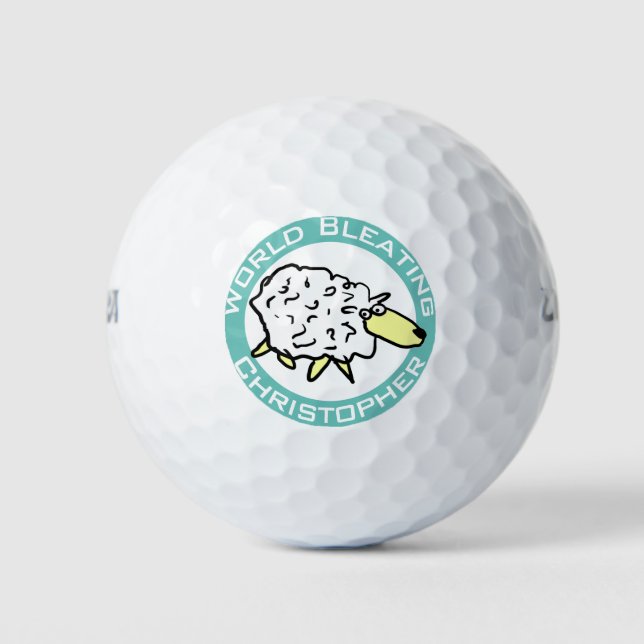 "World Bleating" Cartoon Sheep Golfball (Vorderseite)