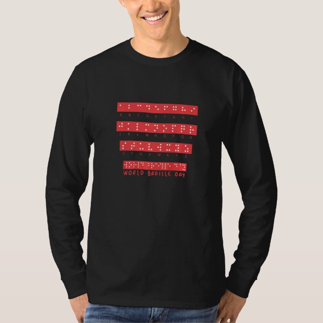 World Braille Day Blind Awareness Solidarity Premi T-Shirt (Vorderseite)
