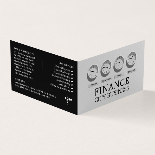World Clocks, Logos/Fotos, Business & Finance Visitenkarten (Vorderseite)