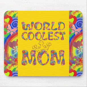 World Coolest Mom flower power Mousepad