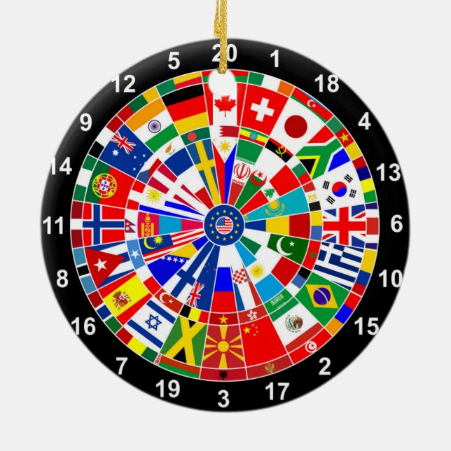 World Country Flag Darts Board game Travls Bulls Keramikornament (Hinten)
