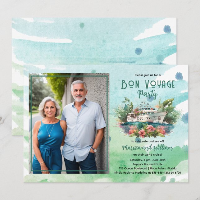 World Cruise Foto Bon Voyage Party Celebration Einladung (Vorne/Hinten)