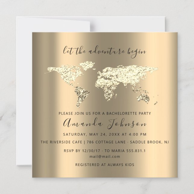 World Destination Map Graduate Bridal Wedding Magneteinladung (Vorderseite)