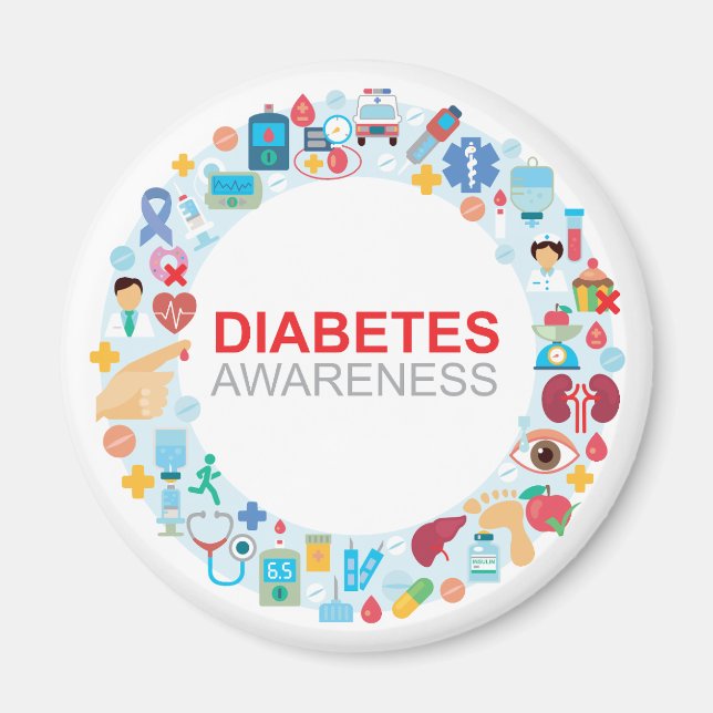 World Diabetes Day Awareness Circle Magnet (Vorne)