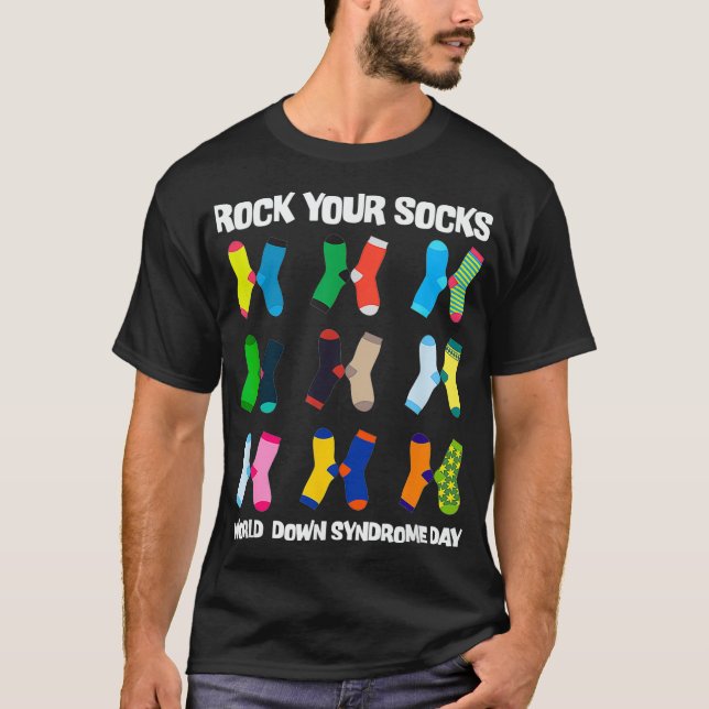 World Down Syndrom Day Rock Your Socks Awareness  T-Shirt (Vorderseite)