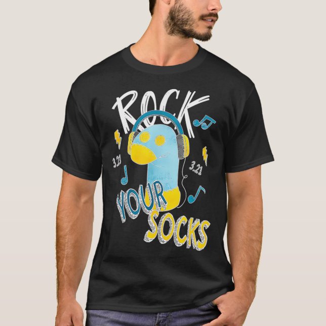 World Down Syndrom Day Rock Your Socks Kid Awaren T-Shirt (Vorderseite)