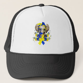World Down Syndrome Awareness 2022 Elephant Blue Truckerkappe