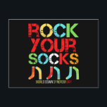 World Down Syndrome Day Rock Your Socks Postkarte<br><div class="desc">Funny design for World Down Syndrome Day with colorful socks. For symbolic support for people with Down Syndrome. Funny gift idea for mom,  dad,  aunt,  uncle,  and everyone else.</div>
