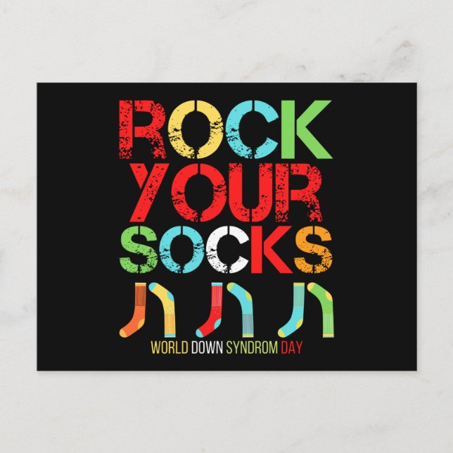World Down Syndrome Day Rock Your Socks Postkarte (Vorderseite)