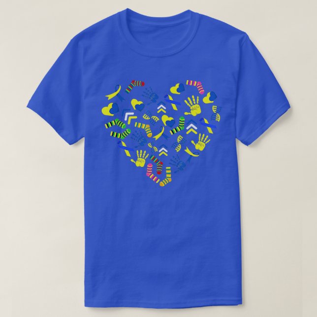 World Down Syndrome Heart Awareness Socks Ribbon B T-Shirt (Design vorne)
