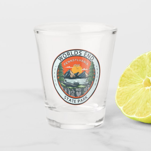 World End Staat Park Pennsylvania Abzeichen Schnapsglas (Vorderseite)
