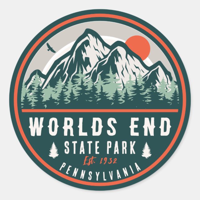 World End Staat Park Pennsylvania Retro Sunset Runder Aufkleber (Vorderseite)