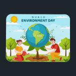 World Environment Day Tree Planting Magnet<br><div class="desc">Celebrate World Environment Day on 5 June with this cheerful eco-friendly design featuring children planting a tree to care for our planet. Perfect for raising awareness about sustainability, climate action, and protecting the Earth. A thoughtful small gift or keepsake for environmentalists, teachers, students, and anyone passionate about nature. The date...</div>