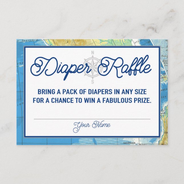 World erwartet Baby Shower Diaper Raffle Card Begleitkarte (Vorderseite)