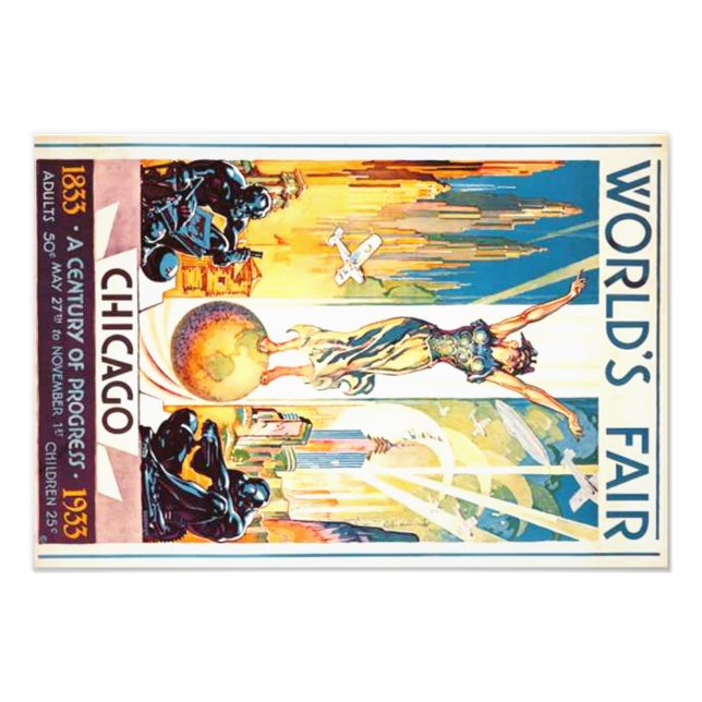 World Fair Chicago 1933 Werbeplakat Fotodruck (Vorne)
