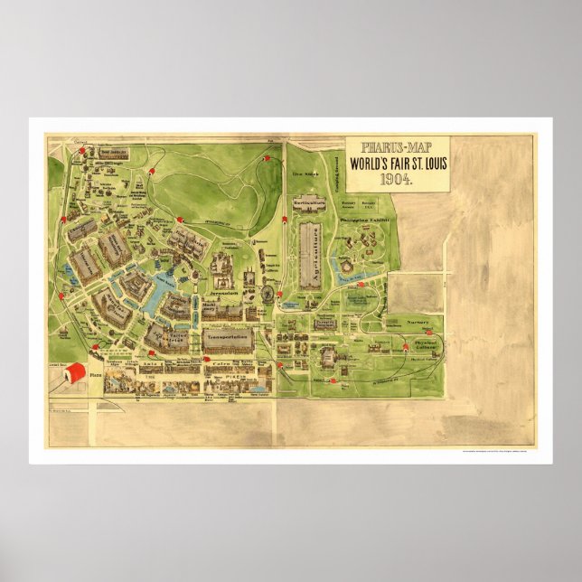 World Fair St Louis Map 1904 Poster (Vorne)