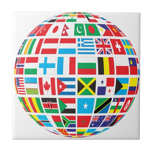 World Flags Globe Fliese (Vorderseite)
