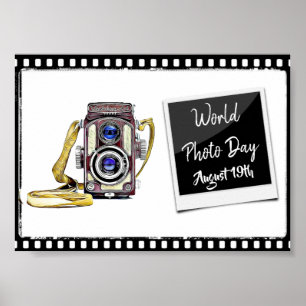 World Foto Day August 19. Kleines Plakatzeichen Poster