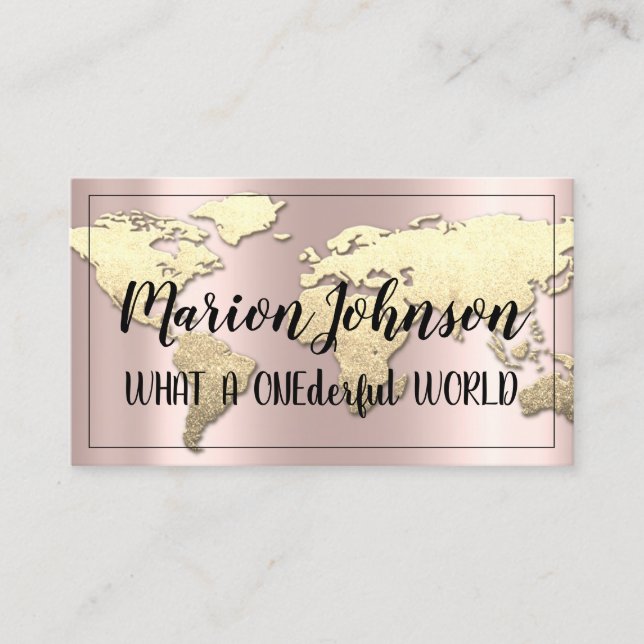 World Globe Carte Agence de Voyage Rose Fame Gold (Devant)