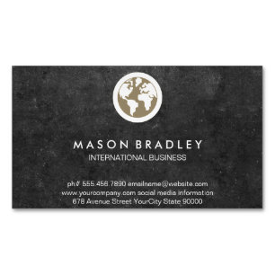 World Globe Icon / Slate Magnetische Visitenkarte