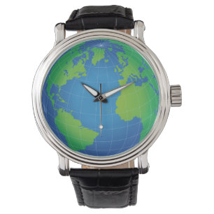 World Globe Map Armbanduhr