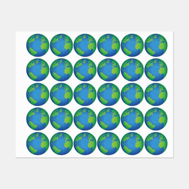 World Globe Map Etiketten (Blatt)