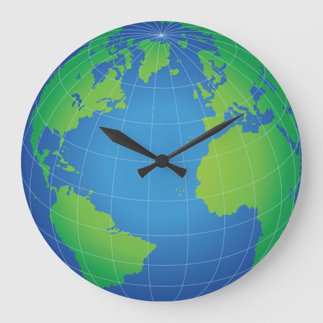 World Globe Map Große Wanduhr (Vorderseite)