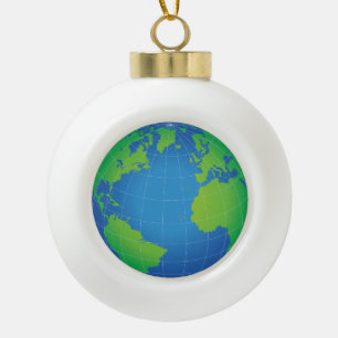 World Globe Map Keramik Kugel-Ornament