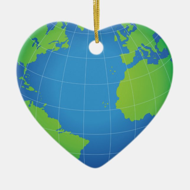 World Globe Map Keramik Ornament (Vorne)