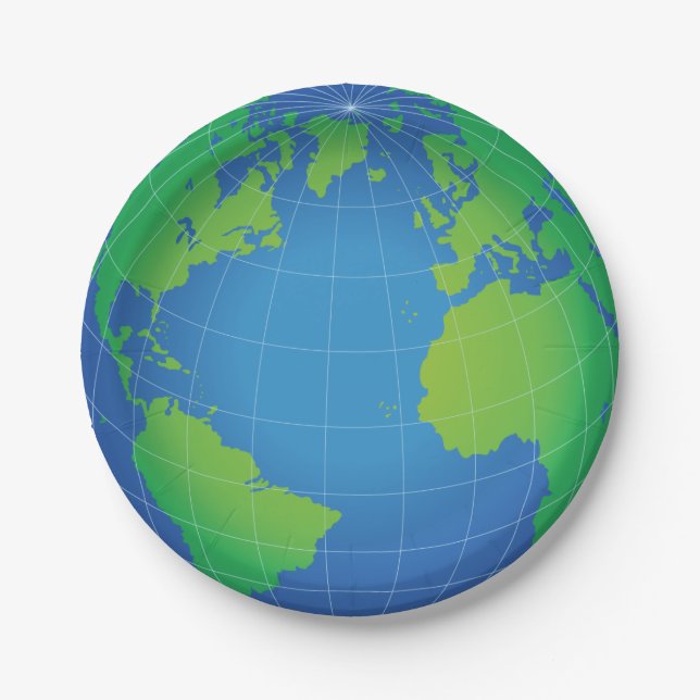 World Globe Map Pappteller (Vorderseite)