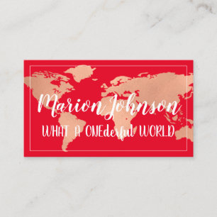 World Globe Map Reiseagentur Rose Ruhm Rot Visitenkarte