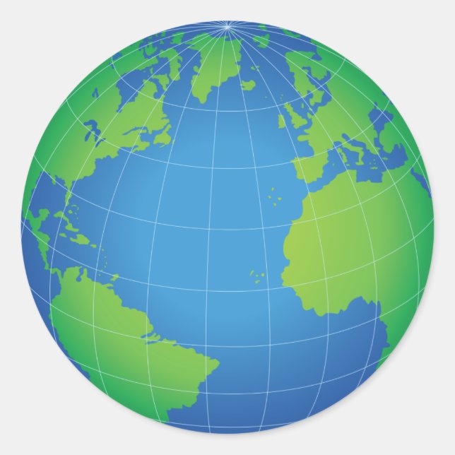 World Globe Map Runder Aufkleber (Vorderseite)