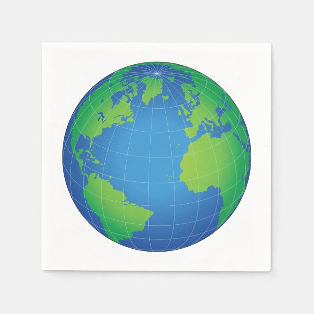 World Globe Map Serviette (Vorderseite)