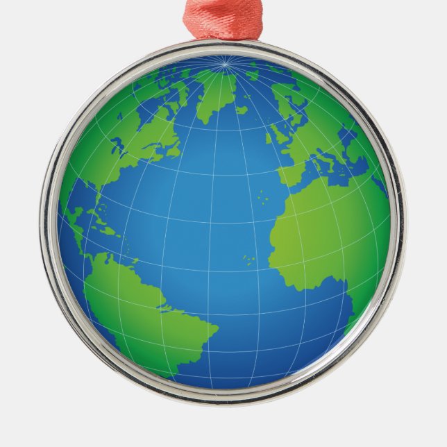 World Globe Map Silbernes Ornament (Vorne)
