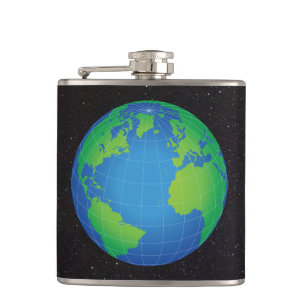 World Globe Map Starry Sky Flachmann