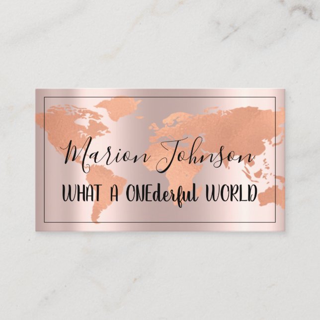World Globe Map Travel Agency Rose Ruhm Rose Visitenkarte (Vorderseite)